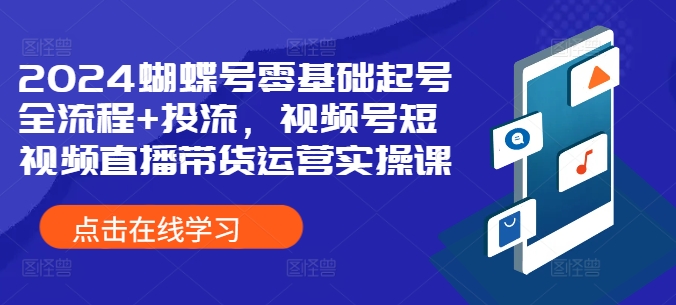 2024蝴蝶号零基础起号全流程+投流，视频号短视频直播带货运营实操课-情久项目网