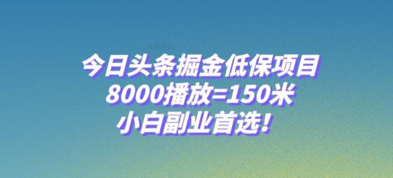 今日头条掘金低保项目，8000播放=150米，小白副业首选【揭秘】-情久项目网