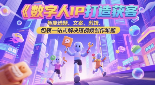 数字人IP打造获客变现实操课，智能选题、文案、剪辑、包装一站式解决短视频创作难题-情久项目网