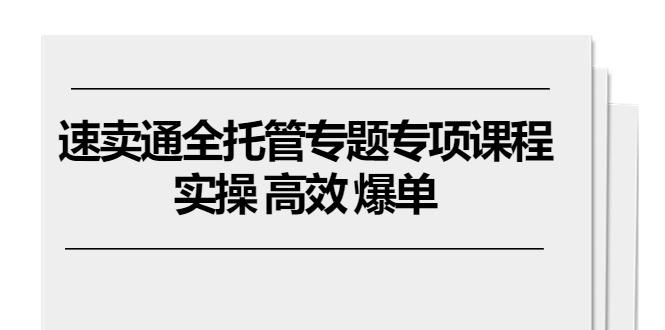 速卖通 全托管专题专项课程，实操 高效 爆单(11节课-情久项目网