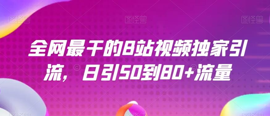 全网最干的B站视频独家引流，日引50到80+流量【揭秘】-情久项目网