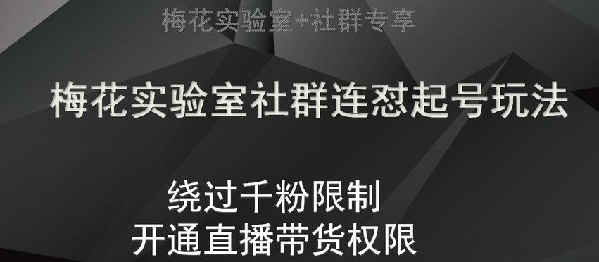 梅花实验室社群连怼起号玩法，视频号绕过千粉限制，开通直播带货权限【揭秘】-情久项目网