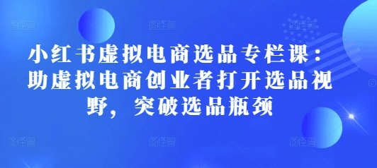 小红书虚拟电商选品专栏课：助虚拟电商创业者打开选品视野，突破选品瓶颈-情久项目网