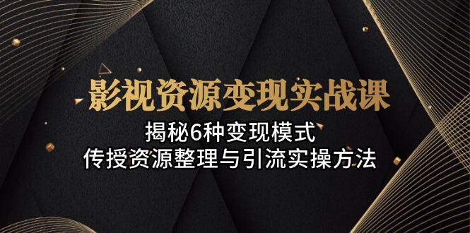 影视资源变现实战课：揭秘6种变现模式，传授资源整理与引流实操方法-情久项目网