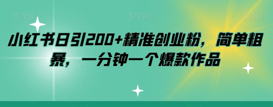 小红书日引200+精准创业粉，简单粗暴，一分钟一个爆款作品【揭秘】-情久项目网