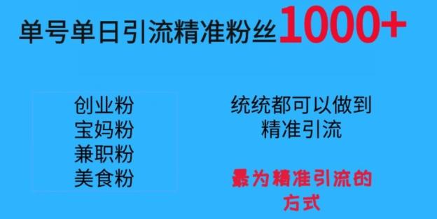 单号单日引流精准粉丝1000+，最为精准引流的方式-情久项目网