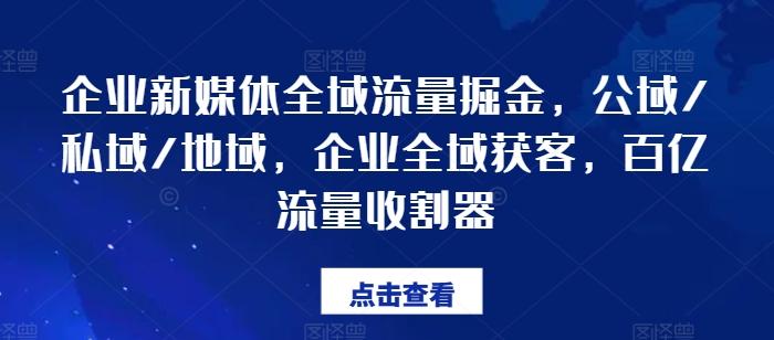 企业新媒体全域流量掘金，公域/私域/地域，企业全域获客，百亿流量收割器-情久项目网