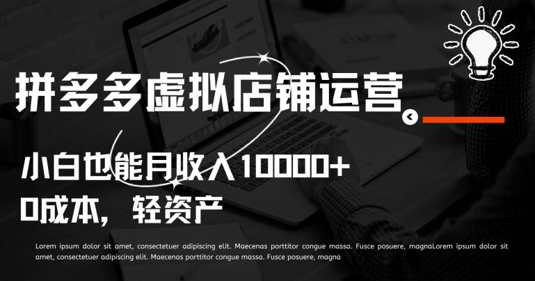 拼多多虚拟店铺运营小白也能月收入10000+【揭秘】-情久项目网