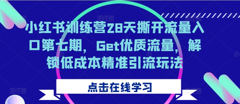 小红书训练营28天撕开流量入口第七期，Get优质流量，解锁低成本精准引流玩法-情久项目网