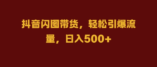 抖音闪图带货，轻松引爆流量，日入几张【揭秘】-情久项目网