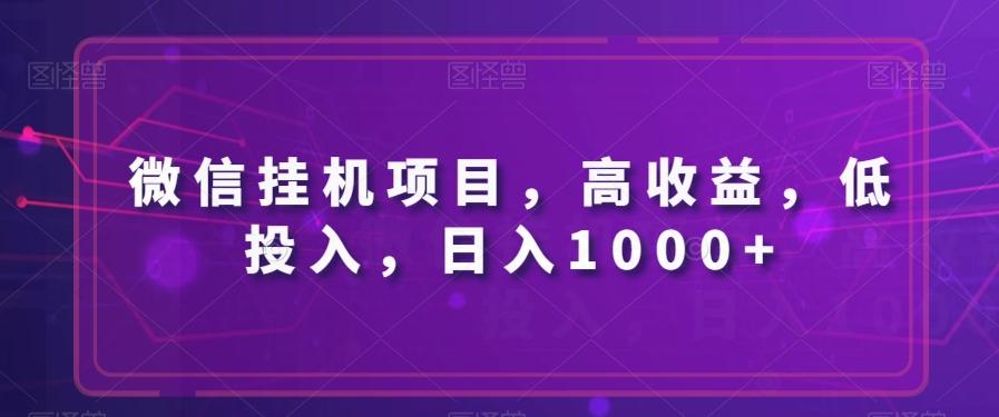 微信挂机项目，高收益，低投入，日入1000+-情久项目网