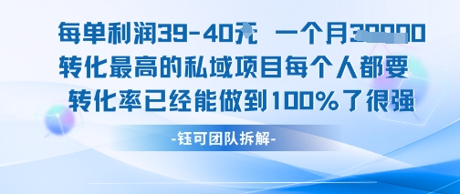 每单利润40一个月7k+转化最高的私域项目，每个人都要的产品转化率已经能做到100%-情久项目网