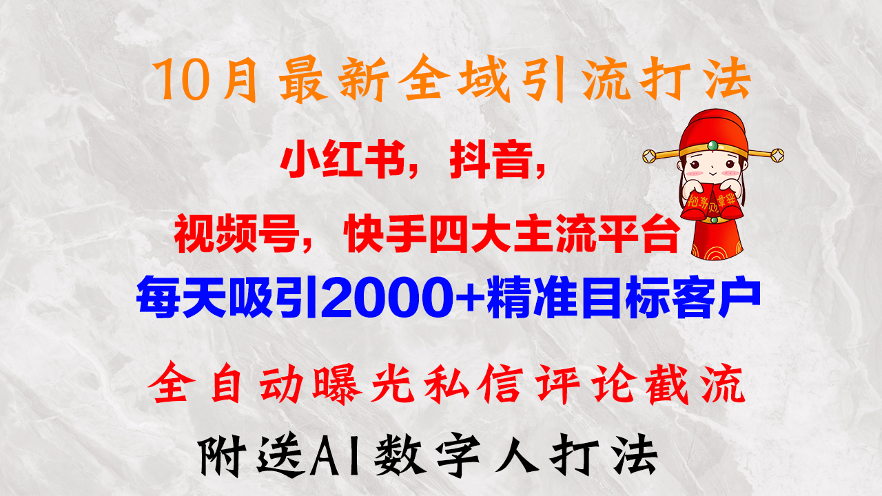 10月最新小红书，抖音，视频号，快手四大平台全域引流，，每天吸引2000...-情久项目网