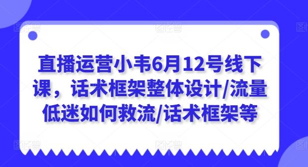 直播运营小韦6月12号线下课，话术框架整体设计/流量低迷如何救流/话术框架等-情久项目网