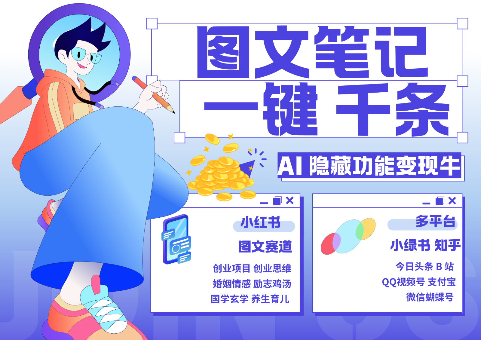 1键生成数千条图文 创业国学 秒生笔记 小红书小绿书图文 轻松引流 变现30000+-情久项目网