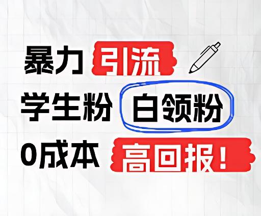 暴力引流学生粉白领粉，吊打以往垃圾玩法，0成本，高回报-情久项目网