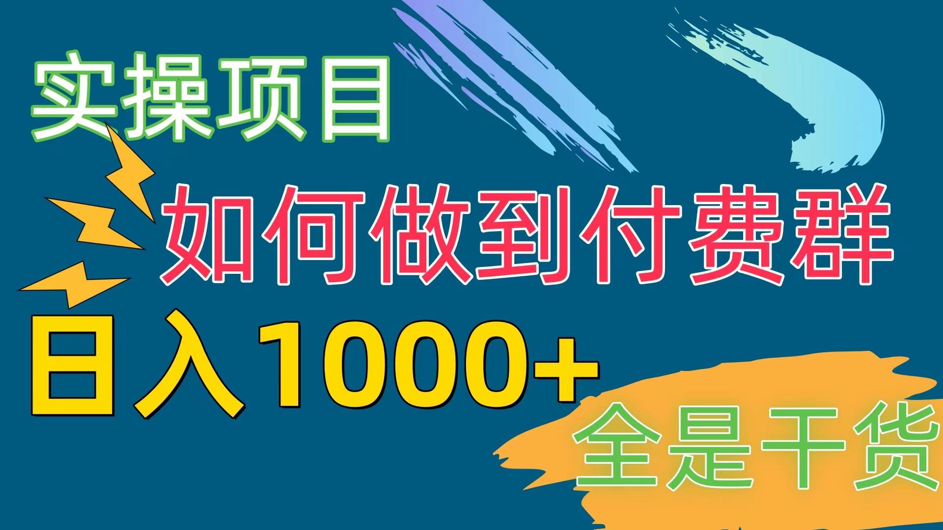 [实操项目]付费群赛道，日入1000+-情久项目网