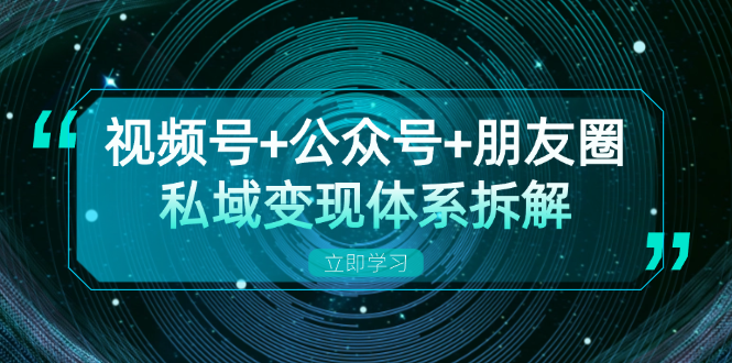 视频号+公众号+朋友圈私域变现体系拆解，全体平台流量枯竭下的应对策略-情久项目网