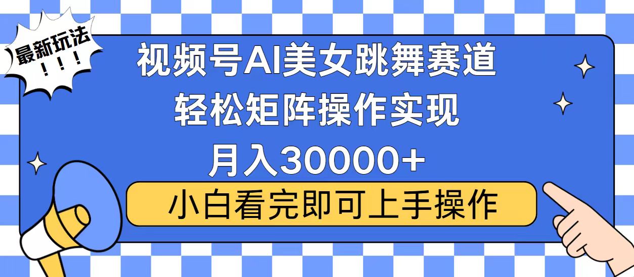 视频号蓝海赛道玩法，当天起号，拉爆流量收益，小白也能轻松月入30000+-情久项目网
