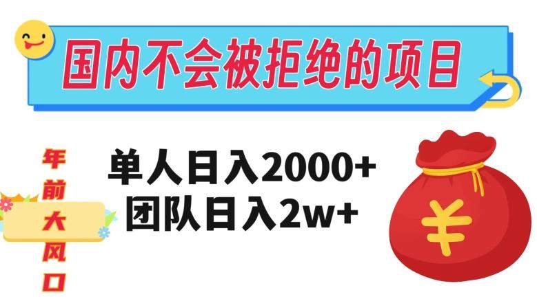 在国内不怕被拒绝的项目，单人日入2000，团队日入20000+【揭秘】-情久项目网