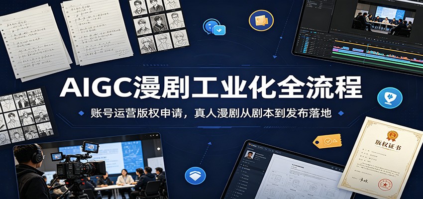 AIGC漫剧工业化全流程：账号运营版权申请，真人漫剧从剧本到发布落地-情久项目网