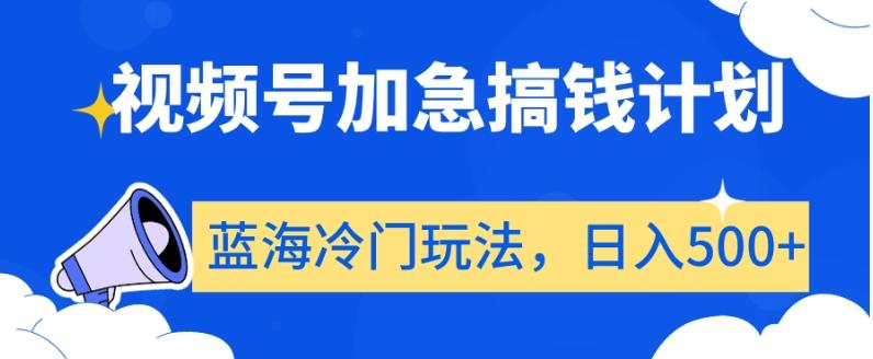 视频号加急搞钱计划，蓝海冷门玩法，日入500+【揭秘】-情久项目网