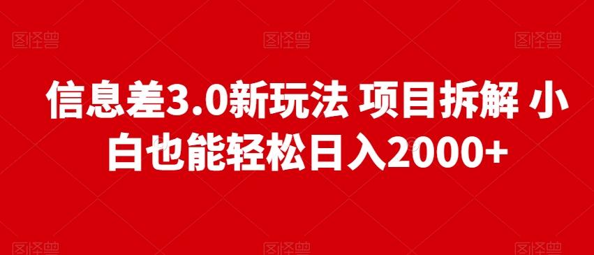 信息差3.0新玩法项目拆解小白也能轻松日入2000+-情久项目网