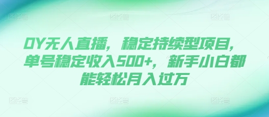 DY无人直播，稳定持续型项目，单号稳定收入500+，新手小白都能轻松月入过万【揭秘】-情久项目网