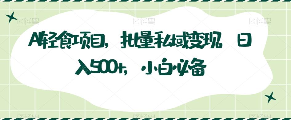 AI轻食项目，批量私域变现，日入500+，小白必备-情久项目网