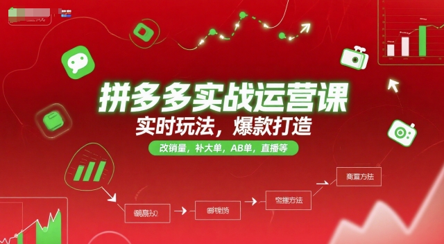 拼多多实战运营课，实时玩法，爆款打造，改销量，补大单，AB单，直播等(更新2025月)-情久项目网