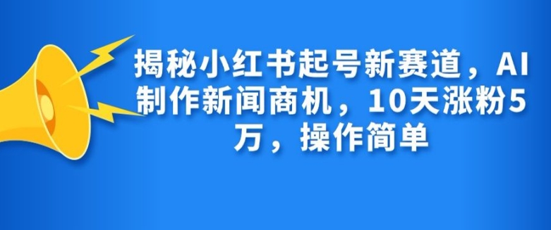 揭秘小红书起号新赛道，AI制作新闻商机，10天涨粉1万，操作简单-情久项目网