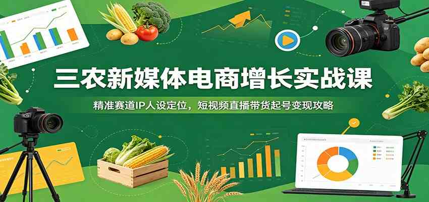 三农新媒体电商增长实战课：精准赛道IP人设定位，短视频直播带货起号变现攻略-情久项目网