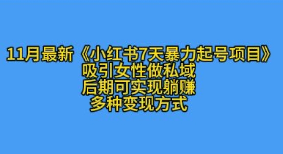 K总部落11月最新小红书7天暴力起号项目，吸引女性做私域【揭秘】-情久项目网