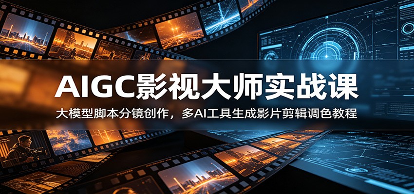 AIGC影视大师实战课：大模型脚本分镜创作，多AI工具生成影片剪辑调色教程-情久项目网