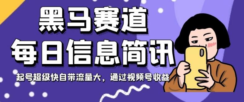 黑马赛道每日信息简讯，起号超级快自带流量大，通过视频号收益【揭秘】-情久项目网
