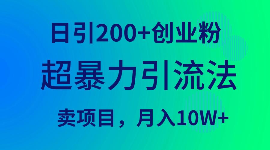 (9654期)超暴力引流法，日引200+创业粉，卖项目月入10W+-情久项目网