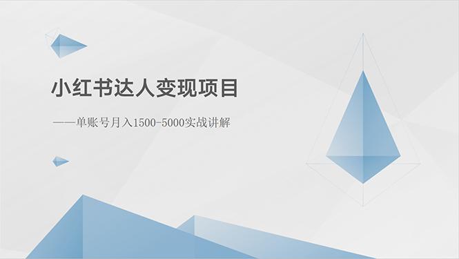 小红书达人变现项目：单账号月入1500-3000实战讲解-情久项目网