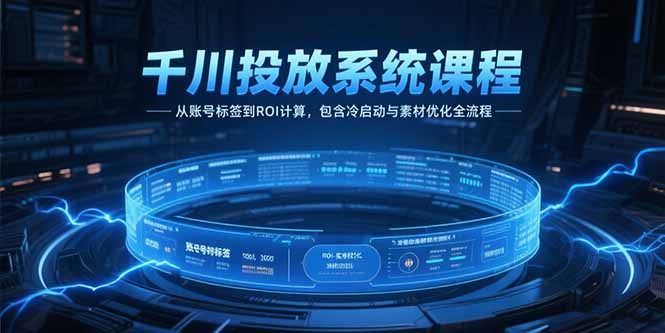 千川投放系统课程，从账号标签到ROI计算，包含冷启动与素材优化全流程-情久项目网