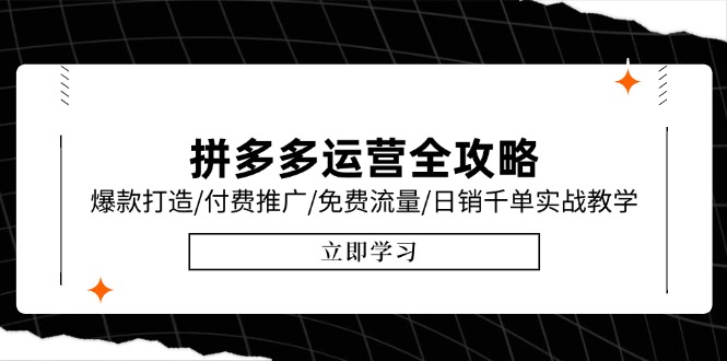 拼多多运营全攻略，爆款打造/付费推广/免费流量/日销千单实战教学/6月更新-情久项目网