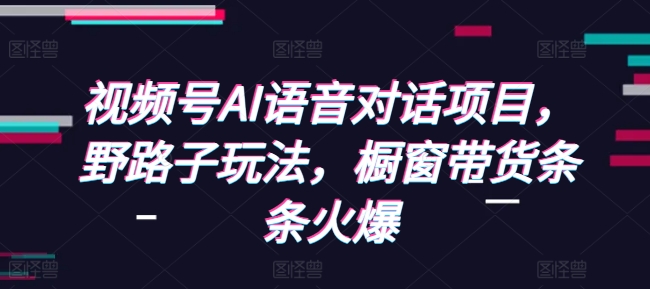 视频号AI语音对话项目，野路子玩法，橱窗带货条条火爆-情久项目网