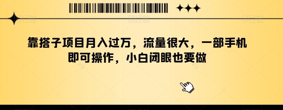 靠搭子项目月入过万，流量很大，一部手机即可操作，小白闭眼也要做-情久项目网