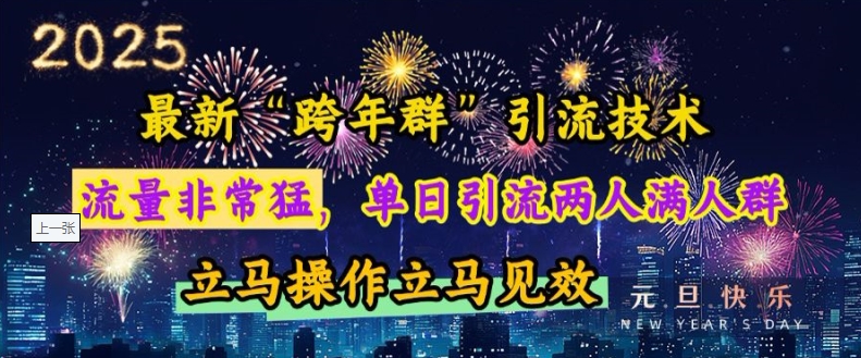 最新“跨年群”引流，流量非常猛，单日引流两人满人群，立马操作立马见效【揭秘】-情久项目网