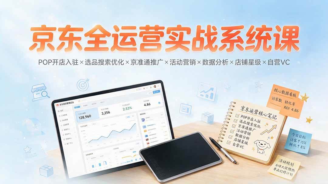 （19581期）京东全运营实战系统课：POP开店入驻×选品搜索优化×京准通推广×活动营销×数据分析×店铺星级×自营VC-情久项目网
