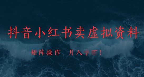 抖音小红书卖虚拟资料，市场需求一直存在，矩阵操作，月入1w+-情久项目网