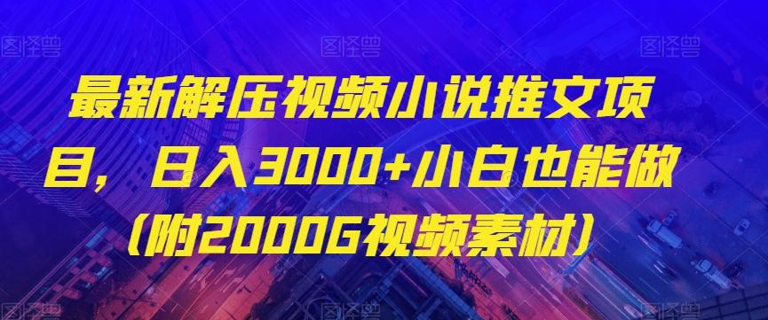 最新解压视频小说推文项目，日入3000+小白也能做（附2000G视频素材）【揭秘】-情久项目网