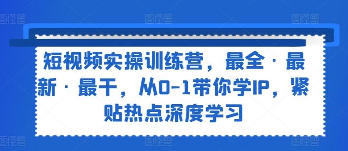 短视频实操训练营，最全·最新·最干，从0-1带你学IP，紧贴热点深度学习-情久项目网