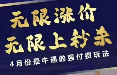 4月12号拼多多线上课，无限涨价，无限上秒杀，4月份最牛逼的强付费玩法-情久项目网