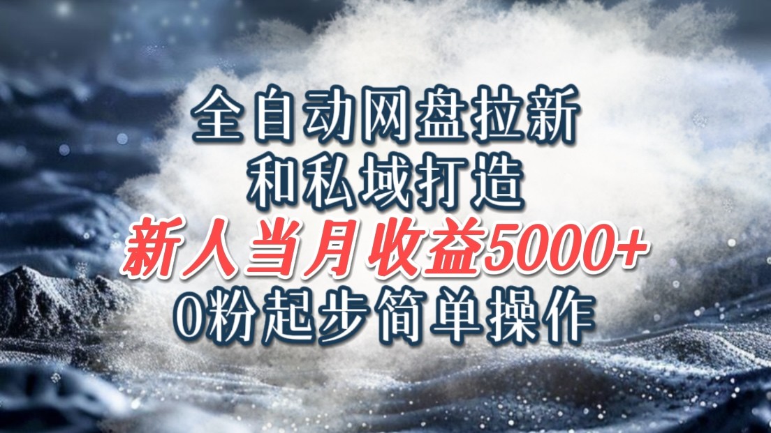 全自动网盘拉新和私域打造,0粉起步简单操作,新人入门当月收益5000以上-情久项目网