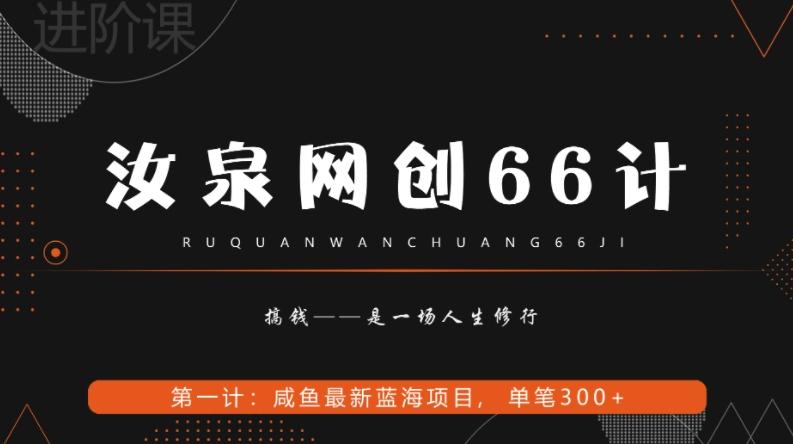 汝泉网创66计之第1计：闲鱼长期稳定项目，单笔变现300+-情久项目网