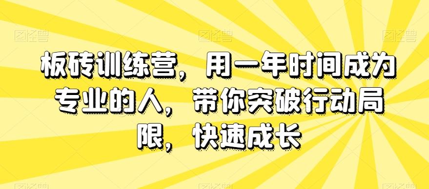 板砖训练营，用一年时间成为专业的人，带你突破行动局限，快速成长-情久项目网